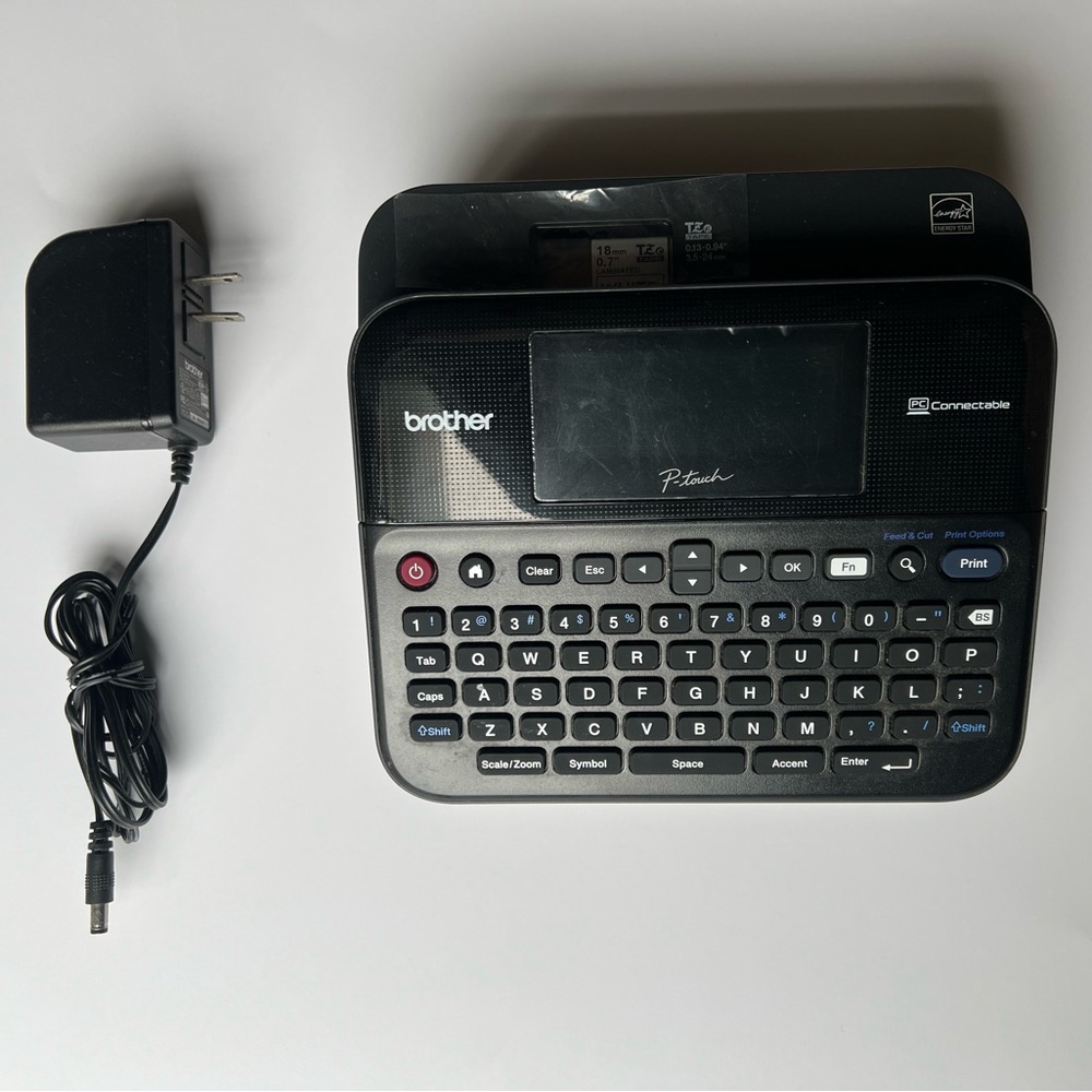 Brother Black Label Maker with Adapter